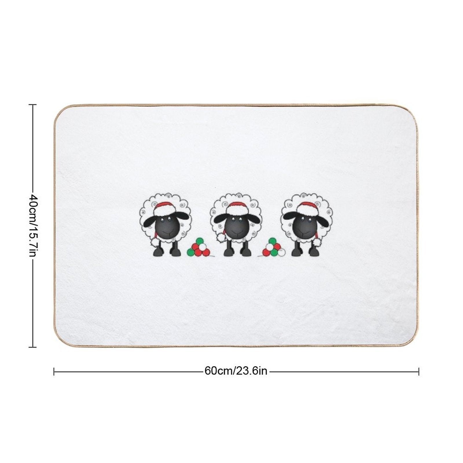 Christmas Sheep Trio With Wool - Shelby  Toxin-Free Bath Mat