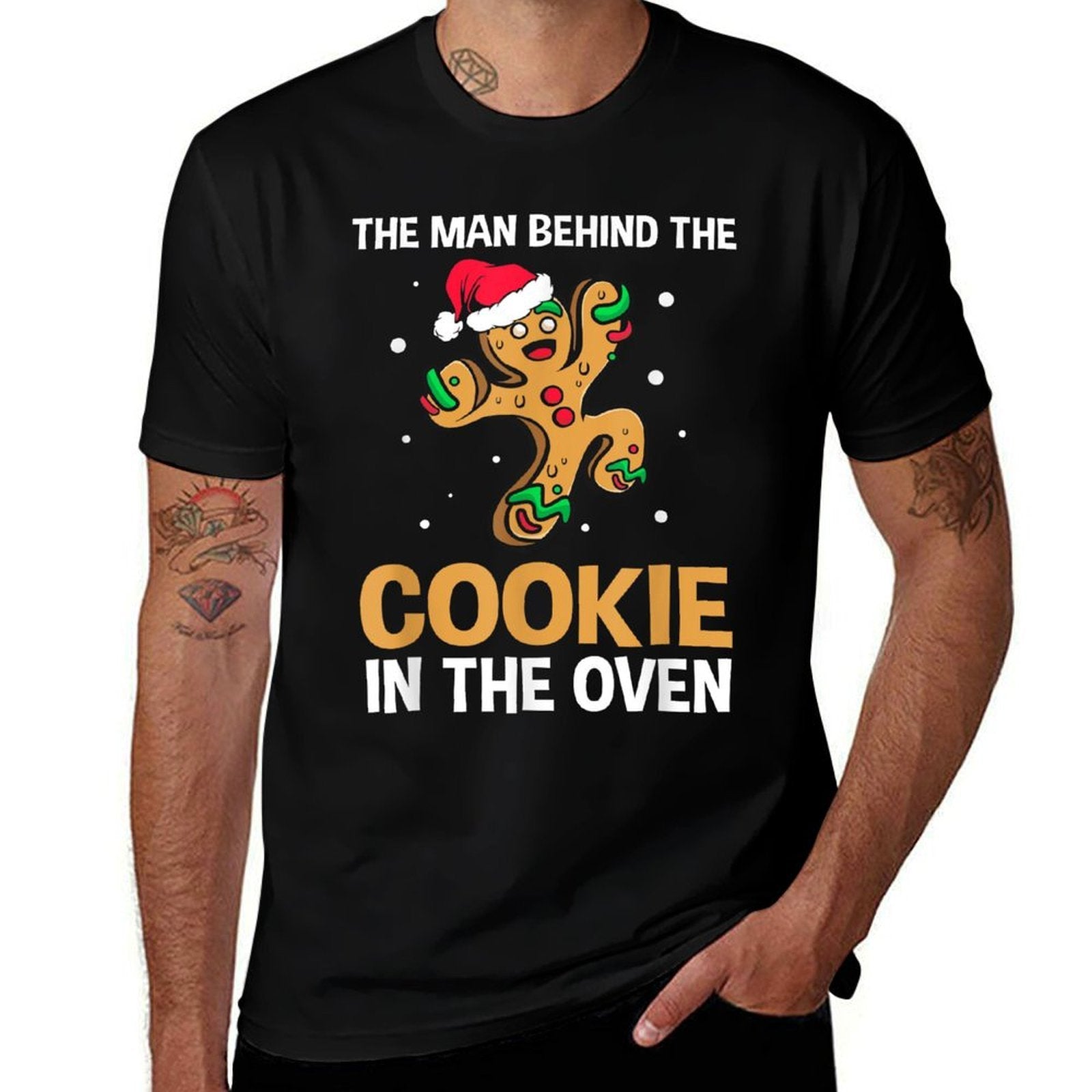 Funny Gingerbread Christmas Gender Reveal For Dad  Oversized Silhouette T-Shirt