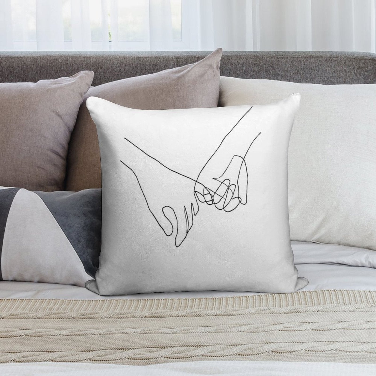 Pinky Swear - Line Art Soft High-Density Material Throw Pillow