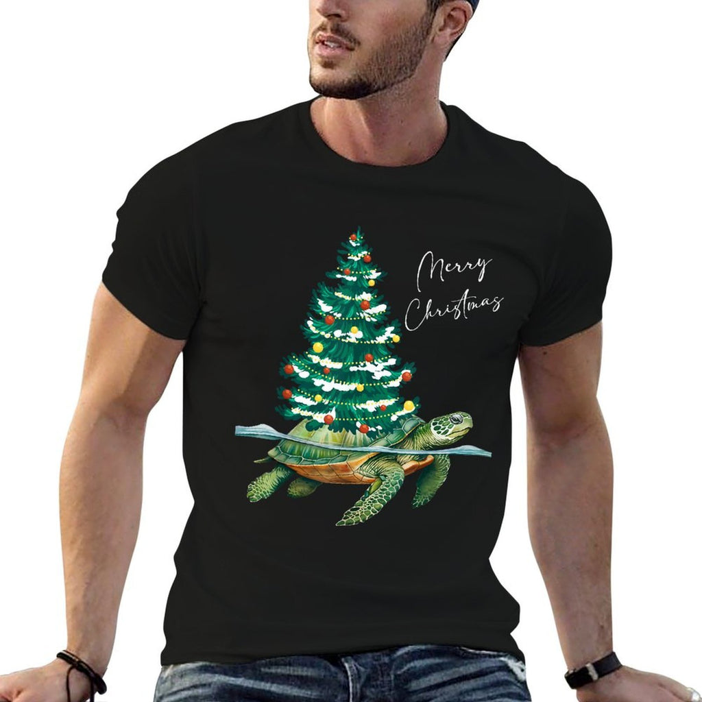 Merry Christmas Sea Turtle Xmas Tree Lights Pjs Men Women  Odor-resistant T-Shirt