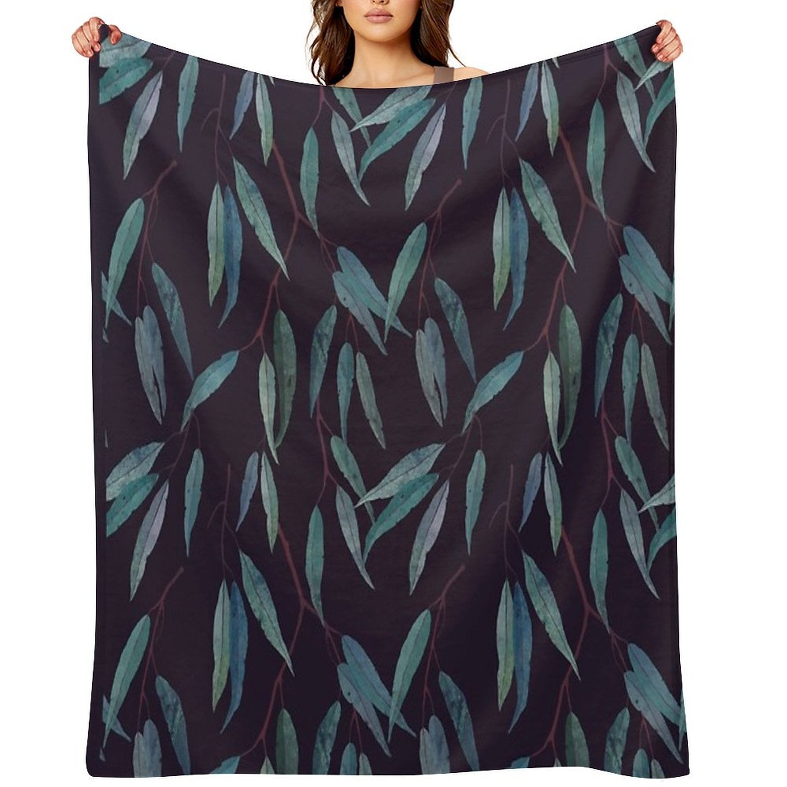 Eucalyptus Leaves Shrink-resistant Throw Blanket
