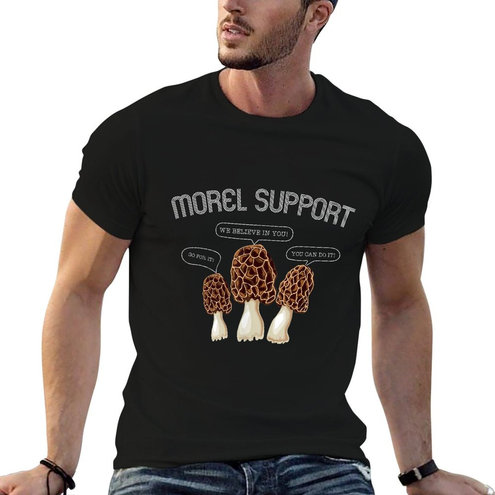 Funny MOREL SUPPORT - Funny Morel Mushroom Meme  Heathered Texture T-Shirt