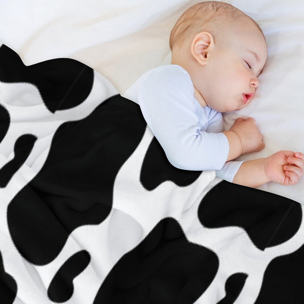 Black Cow Hand Drawn Pattern Multi-functional Throw Blanket