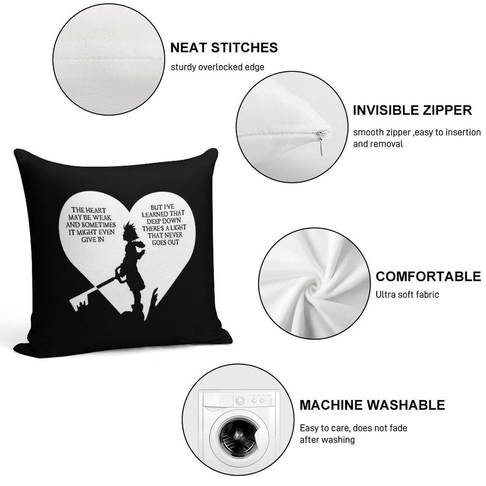 Kingdom Hearts Sora Quote Soft Multiple Sizes Throw Pillow