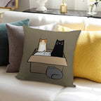 Cats in A Box Soft Short Plush Fabric Throw Pillow