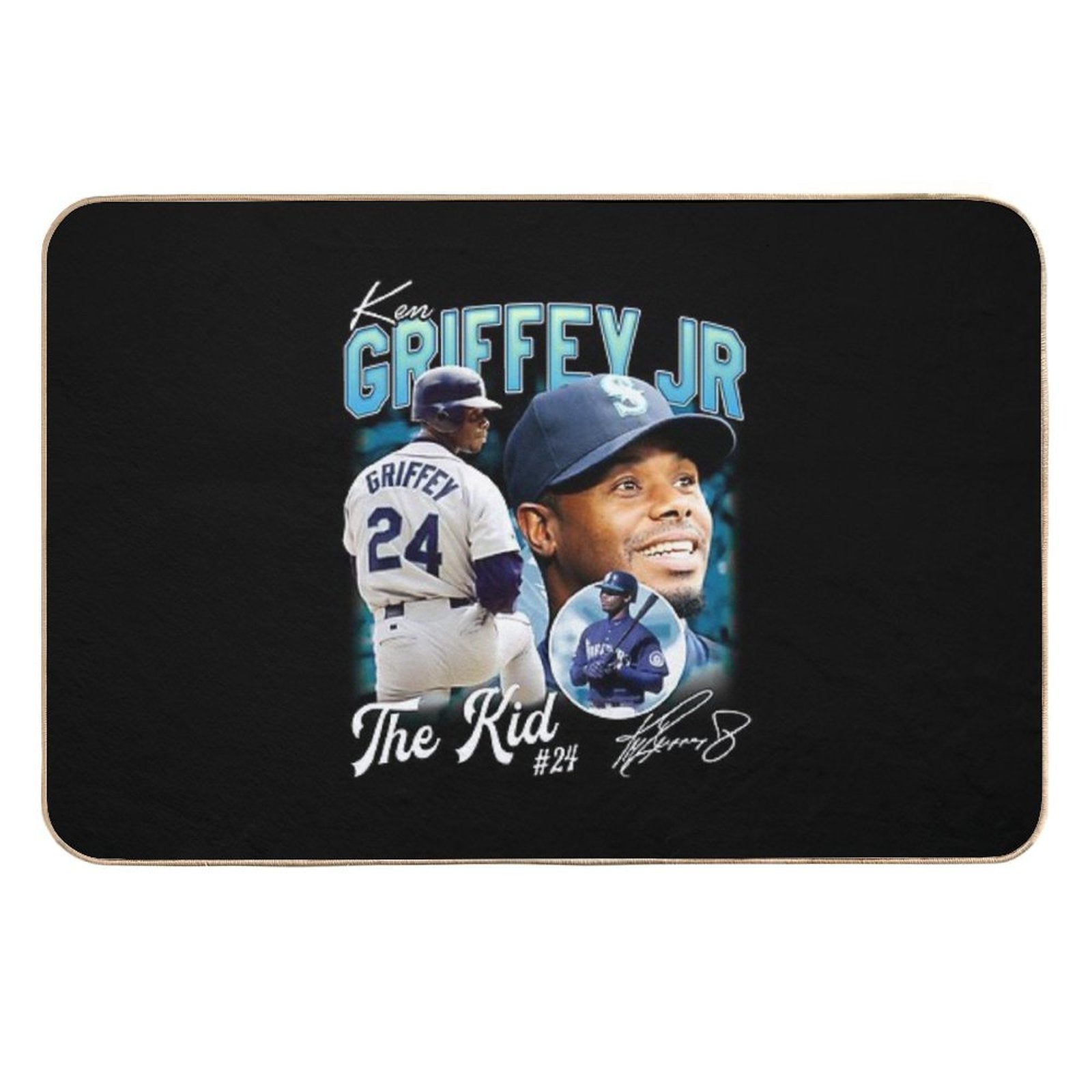 Ken Griffey Jr The Kid Baseball Vintage Signature Perfect Gift For Baseball Lovers  Fade-Resistant Bath Mat