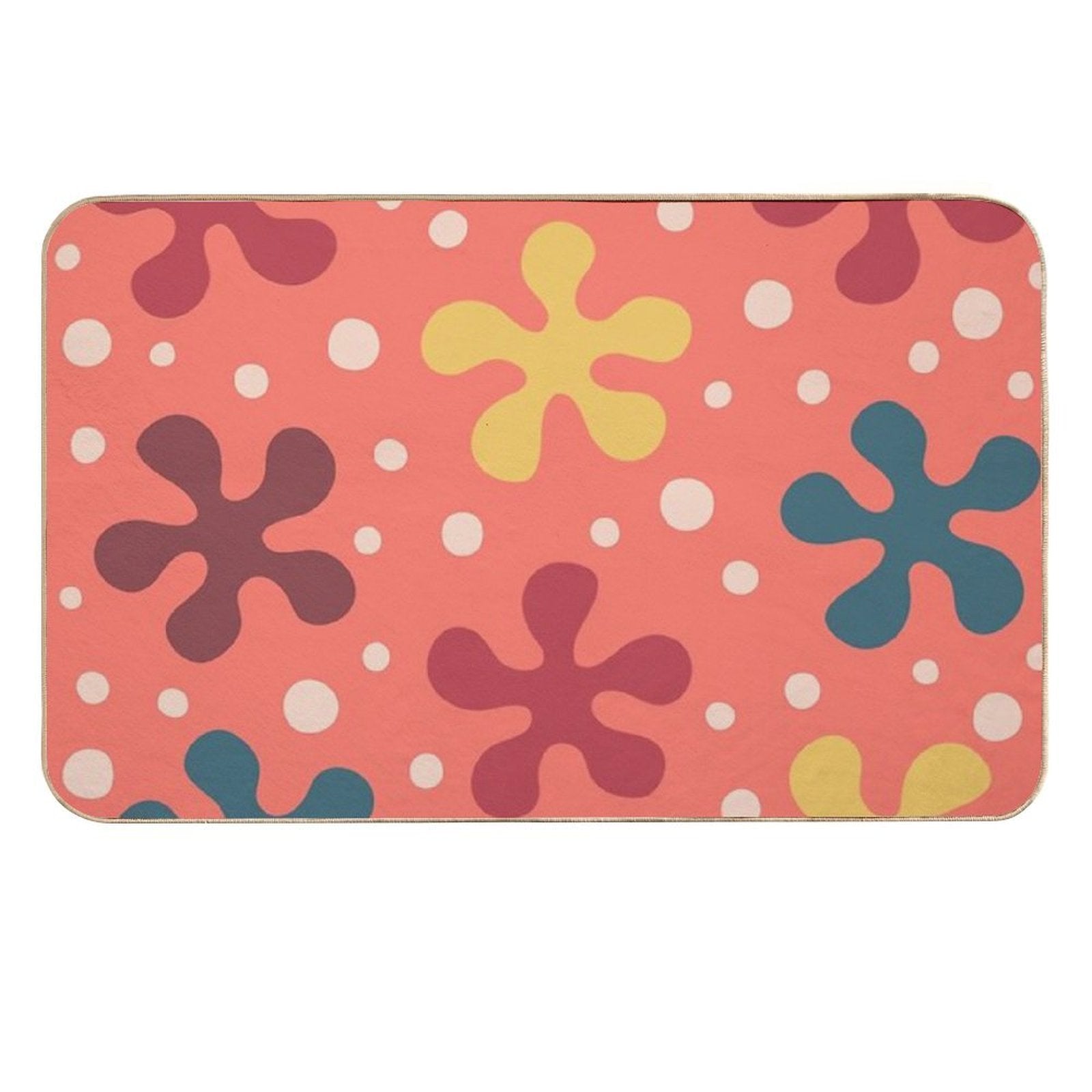 Pretty Mid Century Modern Floral Pattern 849  Odorless Bath Mat
