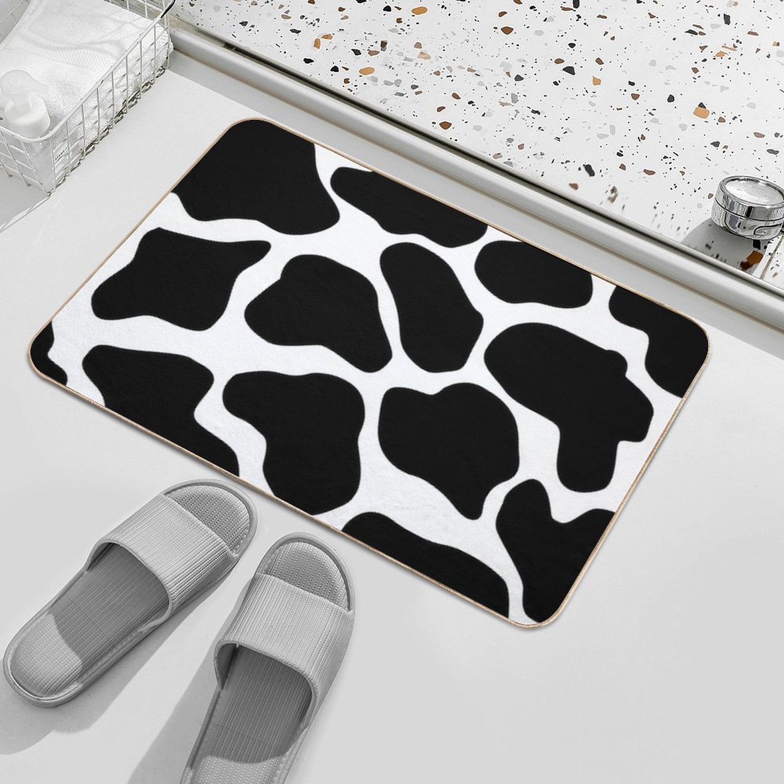 Cow Print Pattern  Black And White  Dirt-Trapping Bath Mat