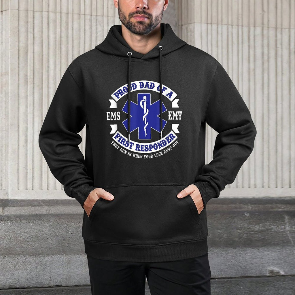 Proud Dad First Responder EMS EMT Novelty Graphic Apparel Versatile Streetwear Hoodie