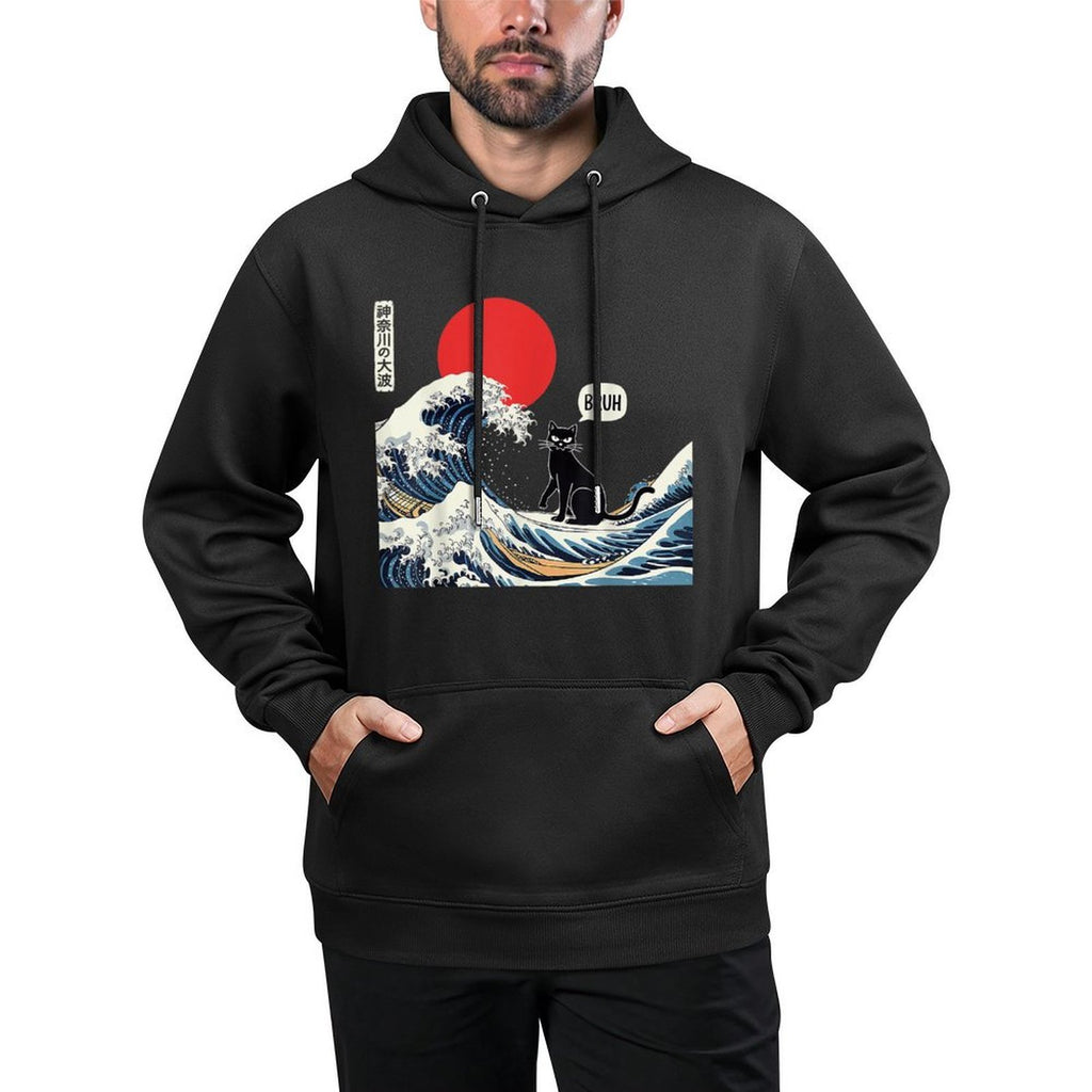 Cat Anime Japanese Art The Great Wave Funny Gifts Men Women Shape Retention Hoodie