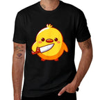 Duck with Knife Meme Chick with Knife  Rolled Sleeves T-Shirt