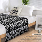 Black And White Floral Decorative Pattern All-season Throw Blanket