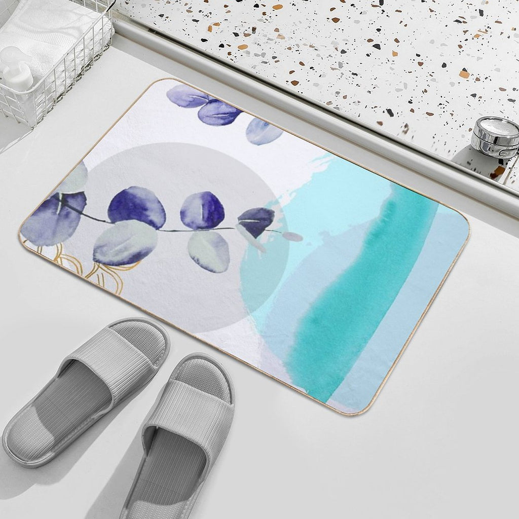 Botanical Boho Cyan Purple  Multi-Purpose Bath Mat