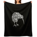 Kiwi Bird Aotearoa New Zealand Tribal Style Sustainable Throw Blanket