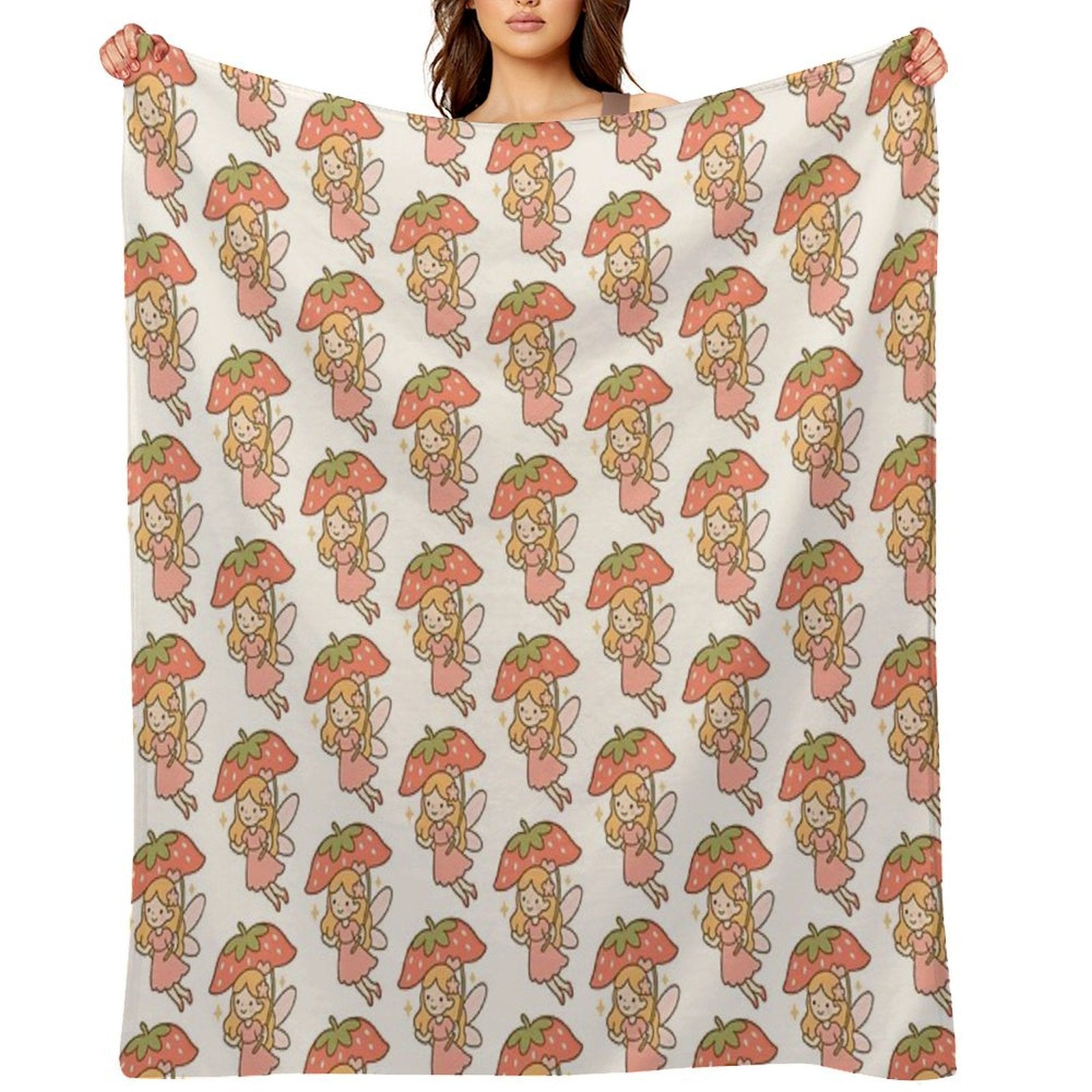 Cute Strawberry Fairy All-season Throw Blanket