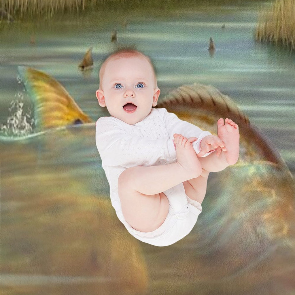 Redfish in The Salt Marsh Shrink-resistant Throw Blanket