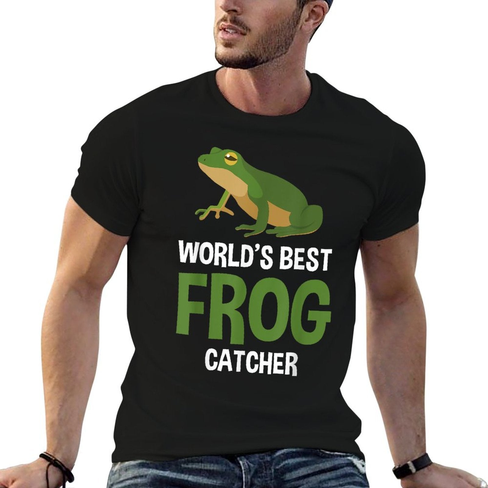 Worlds Best Frog Catcher Gift Boys Girls Kids Frog Hunter  Oversized Silhouette T-Shirt