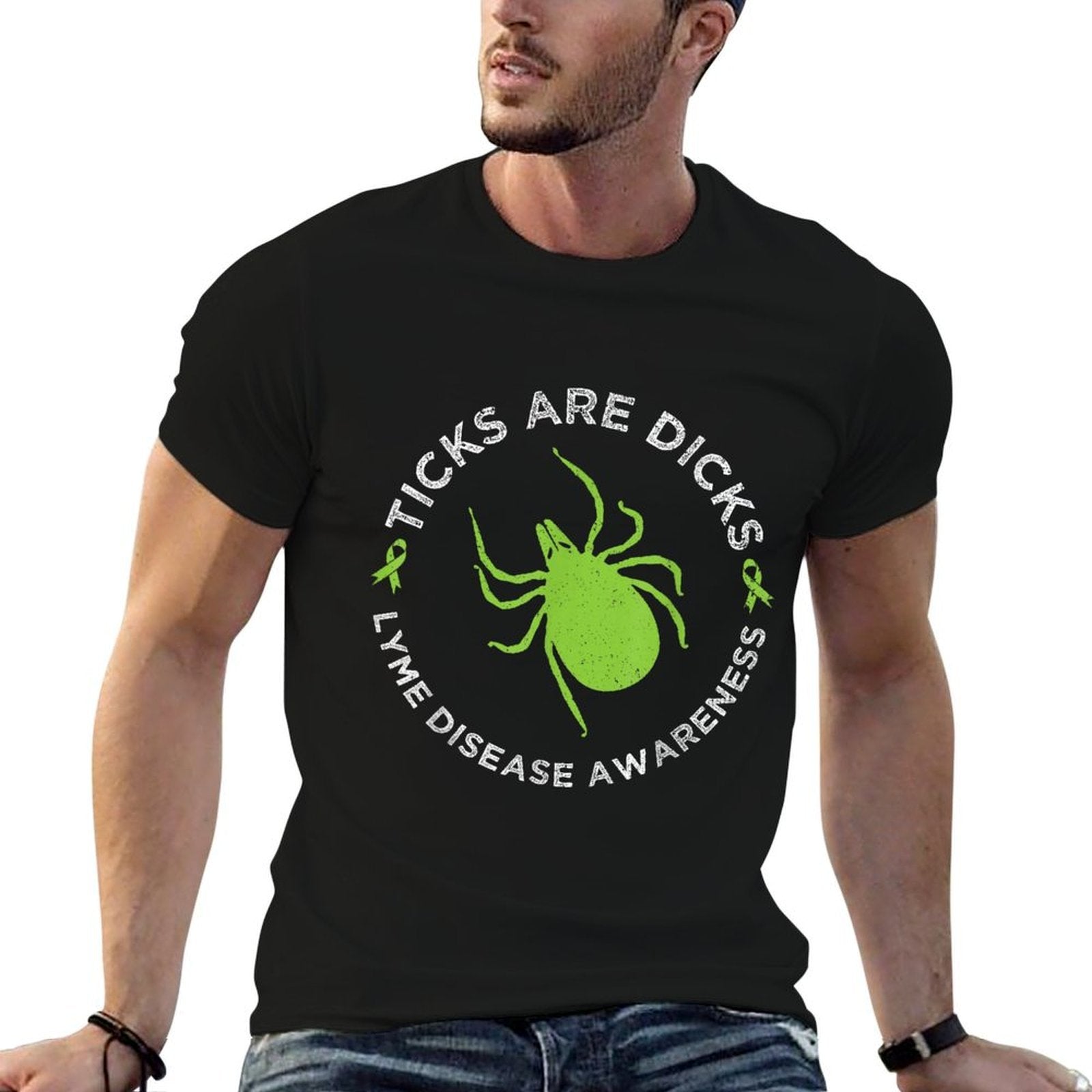 Ticks Are Dicks Lyme Disease Awareness Ribbon Funny  Versatile T-Shirt