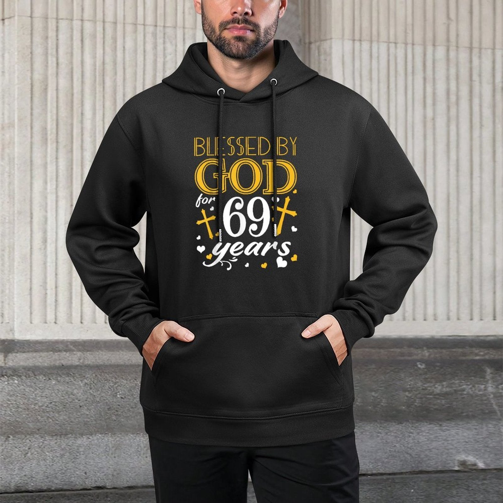 Vintage Blessed By God For 69 Years Happy 69th Birthday Unisex Design Hoodie