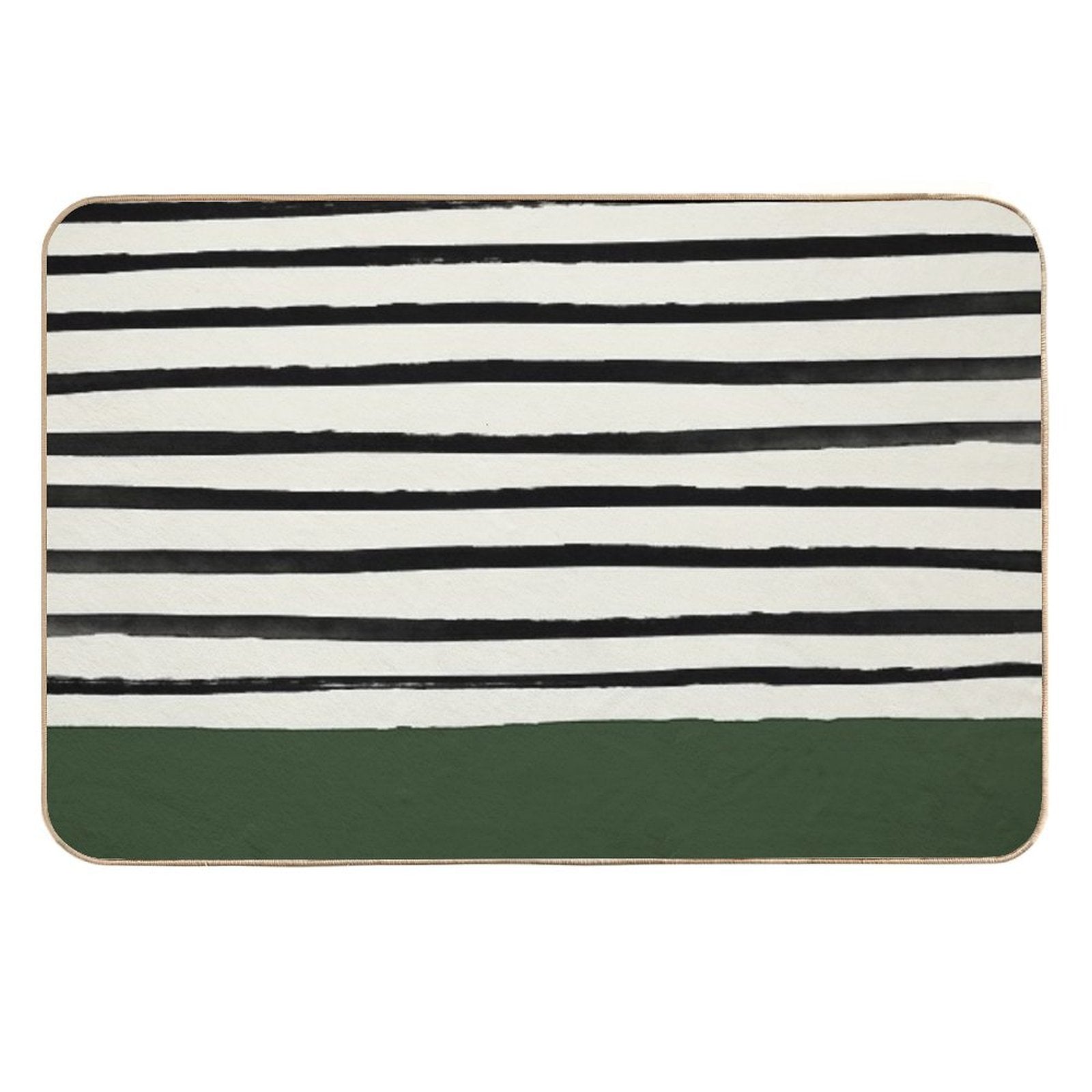 Forest Green X Stripes  Fade-Resistant Bath Mat