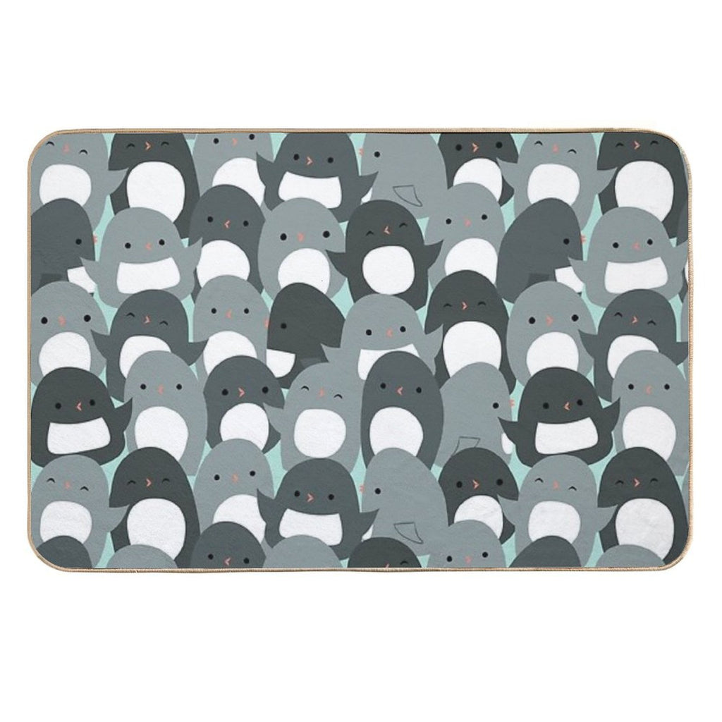 Cute Penguin Crowd  Easy To Clean Bath Mat
