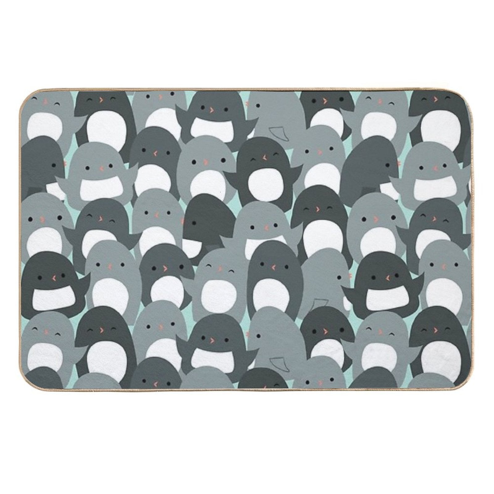 Cute Penguin Crowd  Easy To Clean Bath Mat