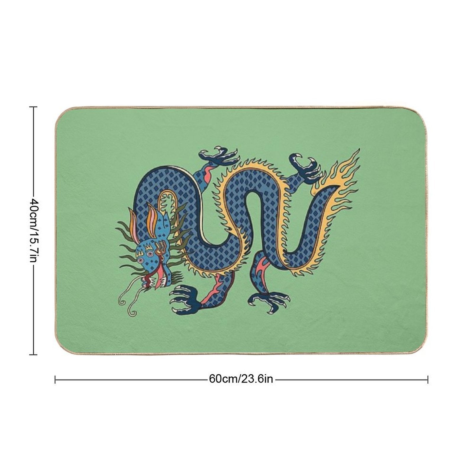 TIBETAN DRAGON RUG-turquoise  Stain-Proof Bath Mat