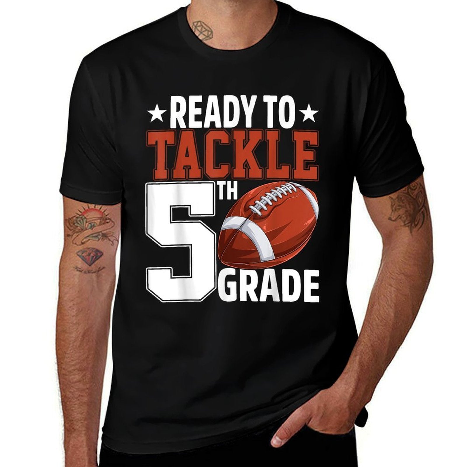 Ready To Tackle Fifth Grade Football First Day Of School  Tagless Design T-Shirt