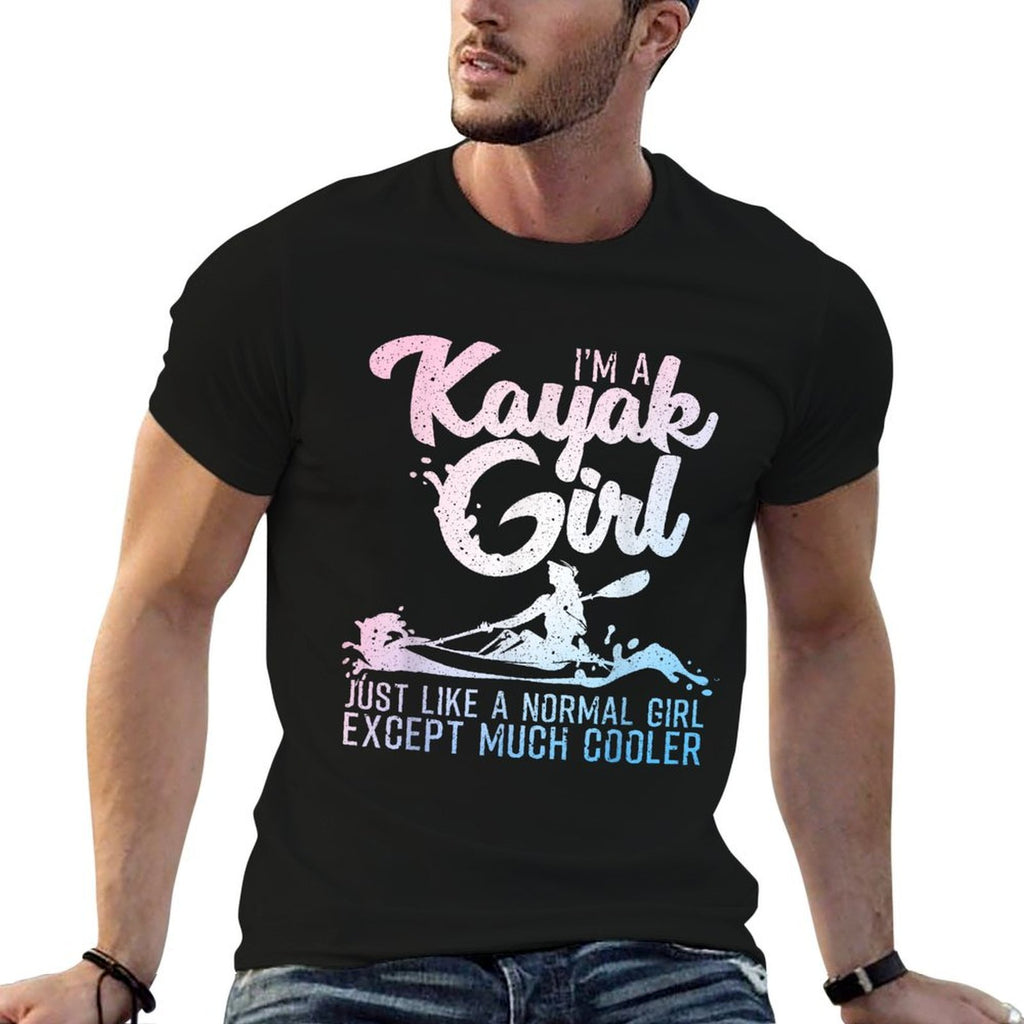 Unique Kayak Gift Oar Kayaking Accessories  Stuff Funny Kayak Girl Art Womens Black  Fade-proof Color T-Shirt