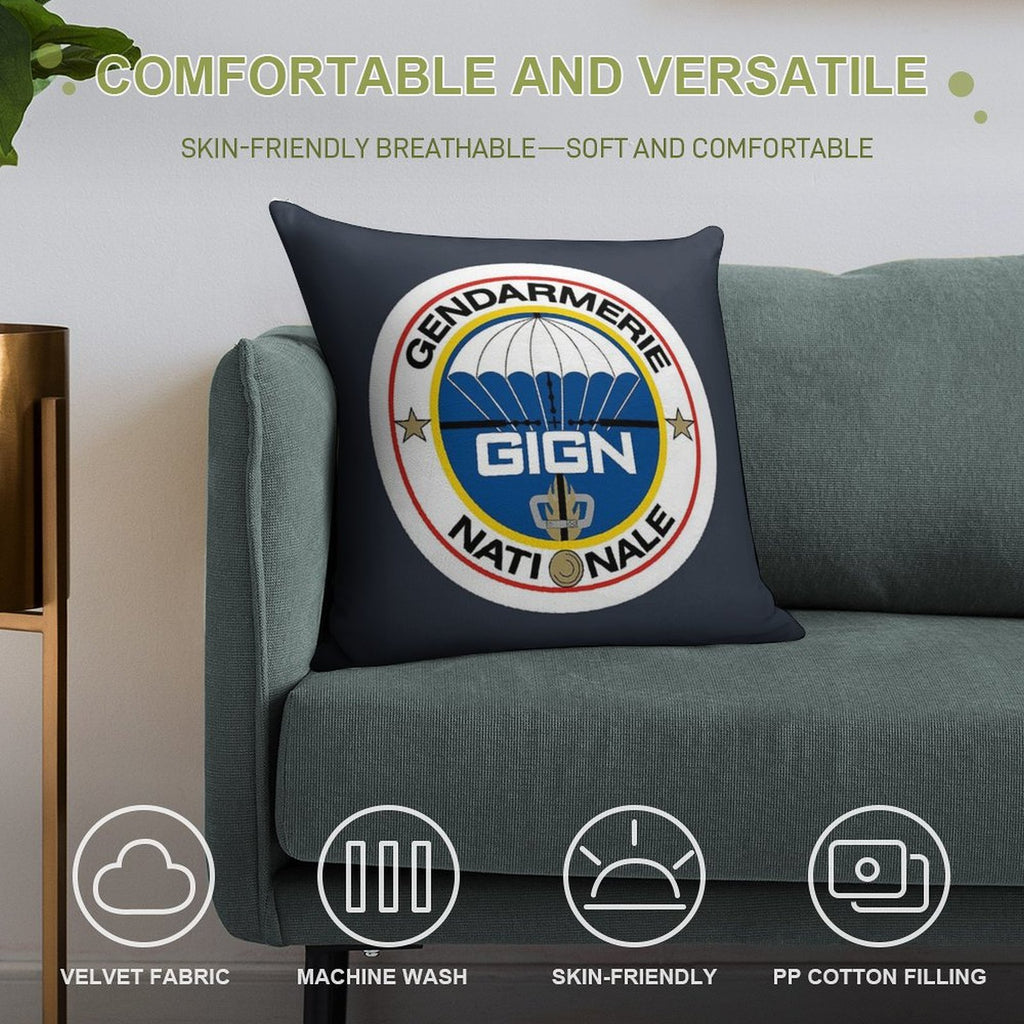 National Gendarmerie Intervention Group - GIGN (France) Soft Short Plush Fabric Throw Pillow