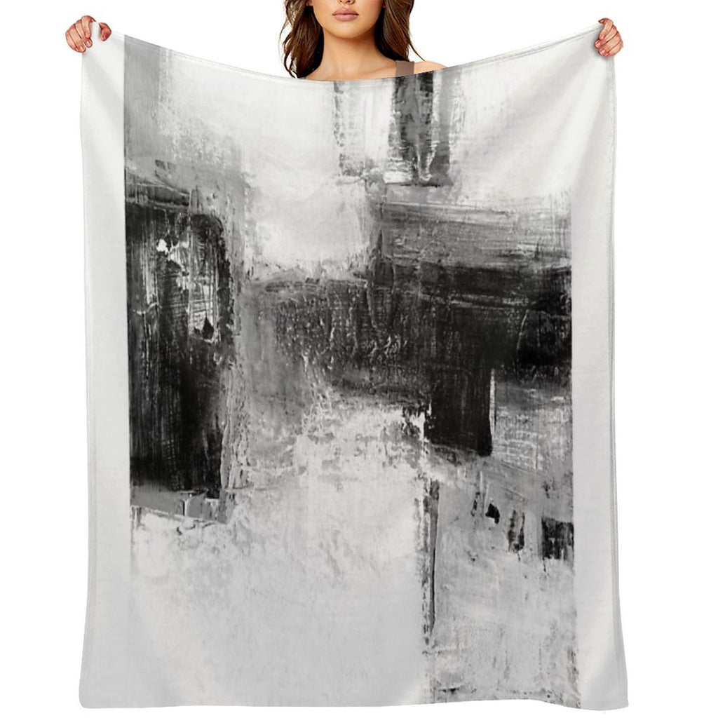 Black White Abstract Sustainable Throw Blanket