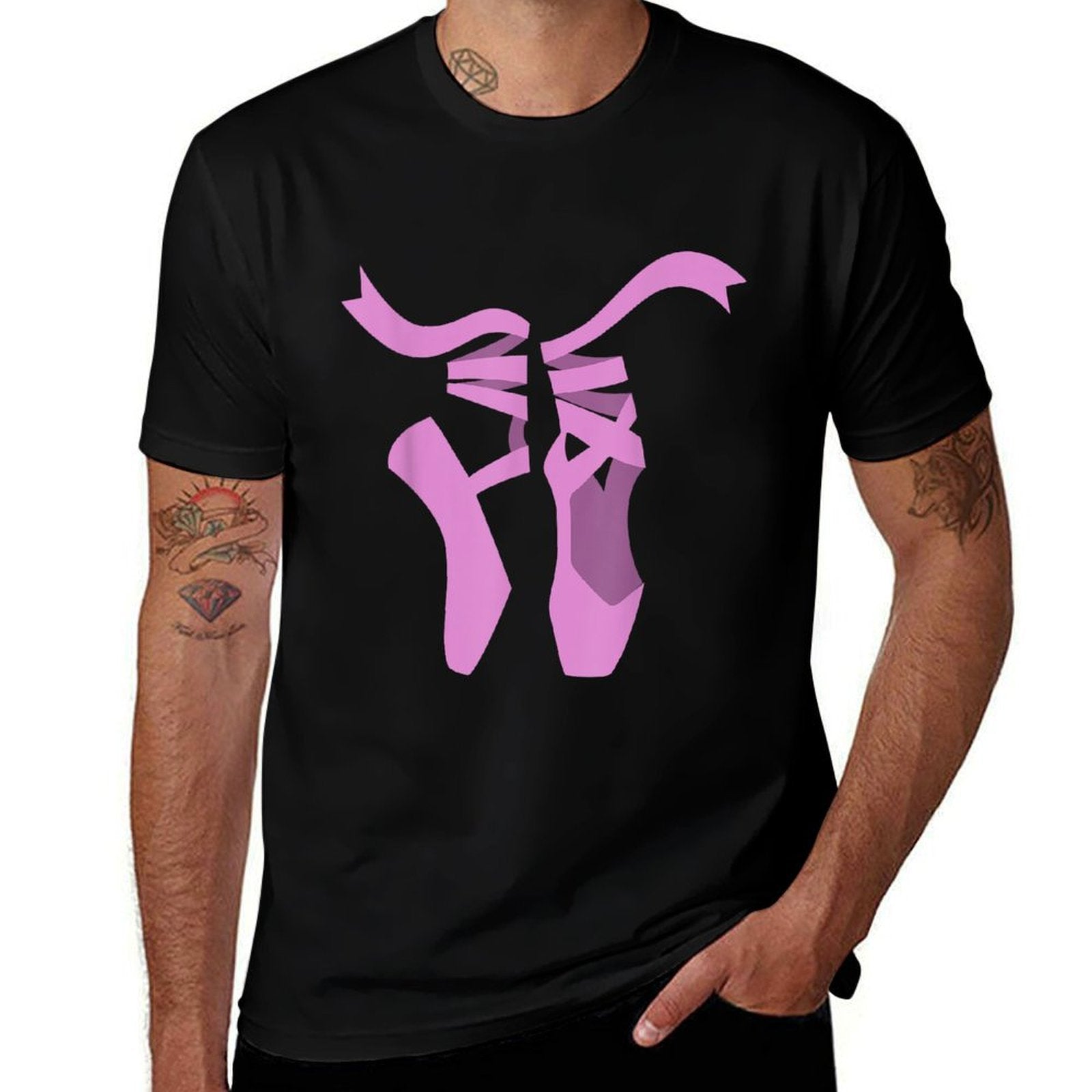 Cool Ballet Art for Women Girls Mom Ballerina Ballet Dancer  Ribbed Collar T-Shirt