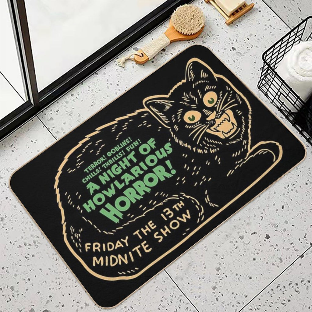 Vintage Halloween Black Cat  Pet-Safe Bath Mat