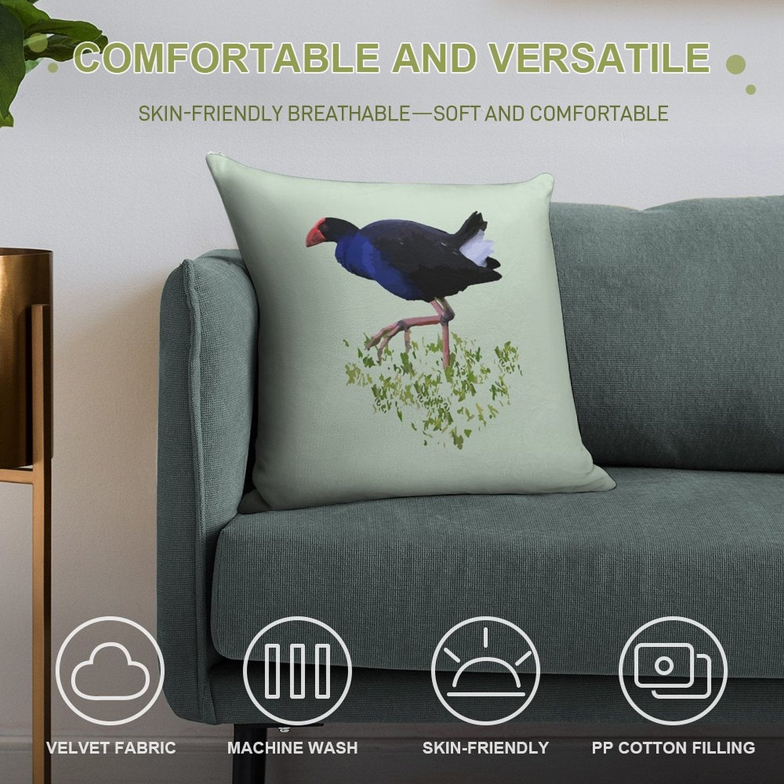 New Zealand Pukeko Soft Luxury Feel Throw Pillow