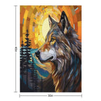 Wolf at Sunset Plush Throw Blanket