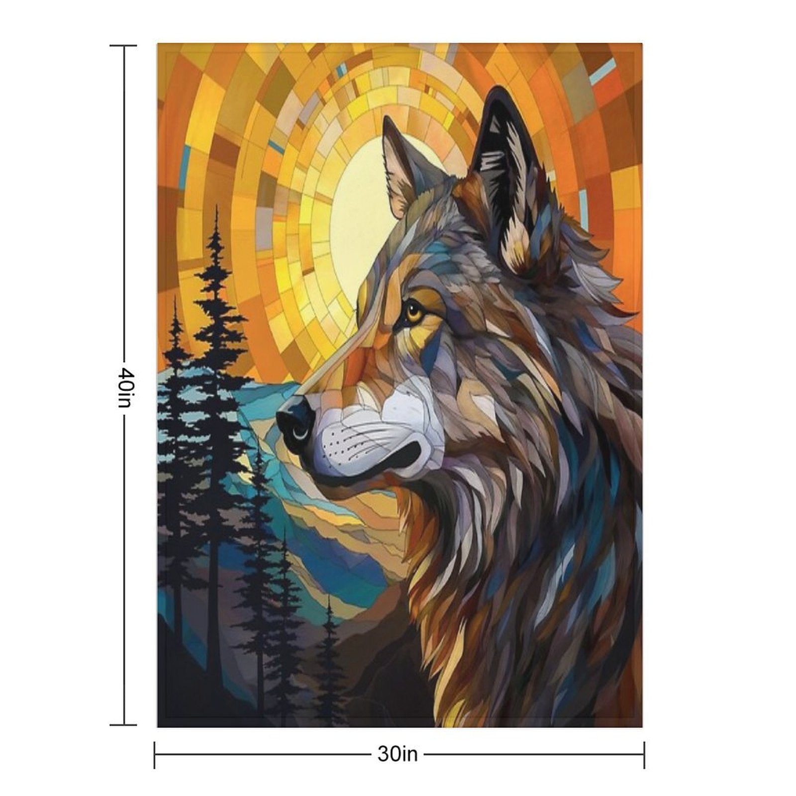 Wolf at Sunset Plush Throw Blanket