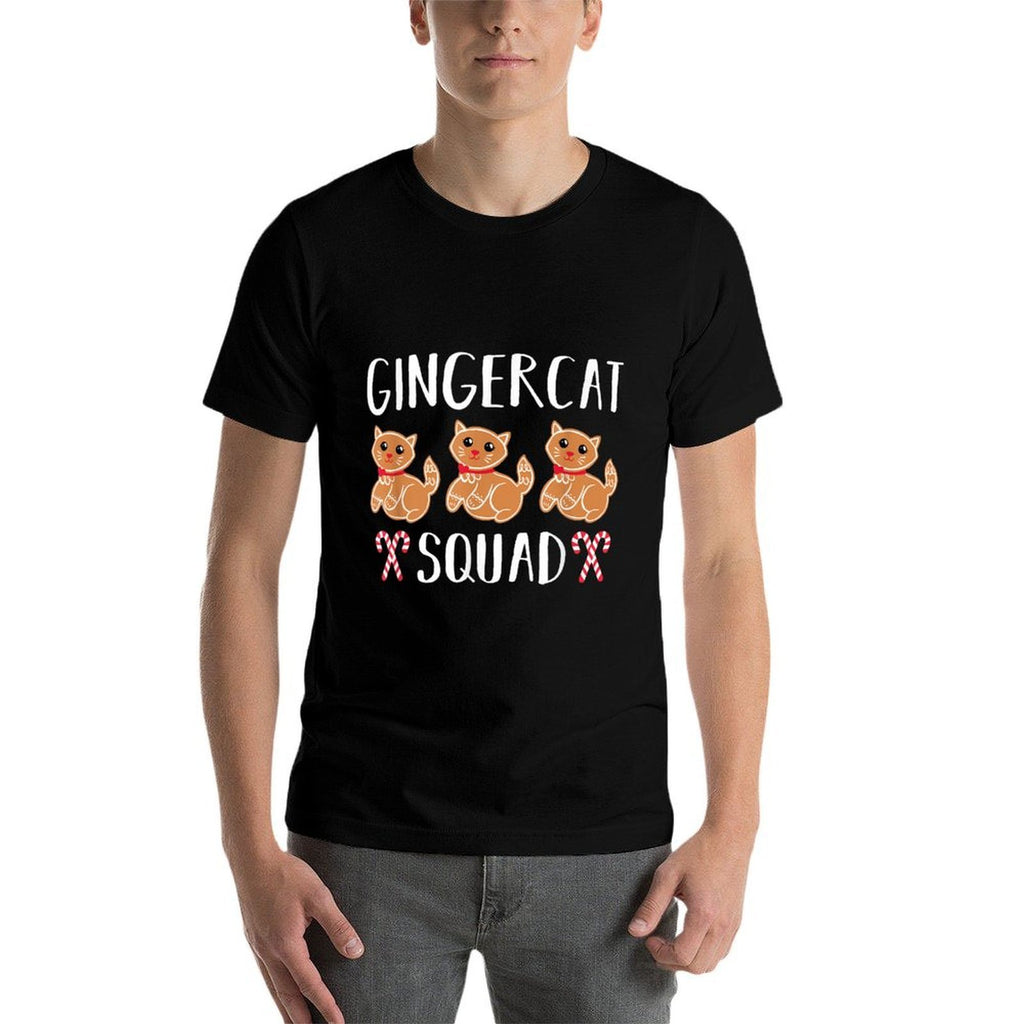 Christmas Gingerbread Cat Gingercat Squad  Heathered Texture T-Shirt