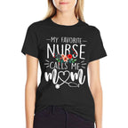 My Favorite Nurse Calls Me Mom Cute Flowers Mothers Day  Heathered Texture T-Shirt