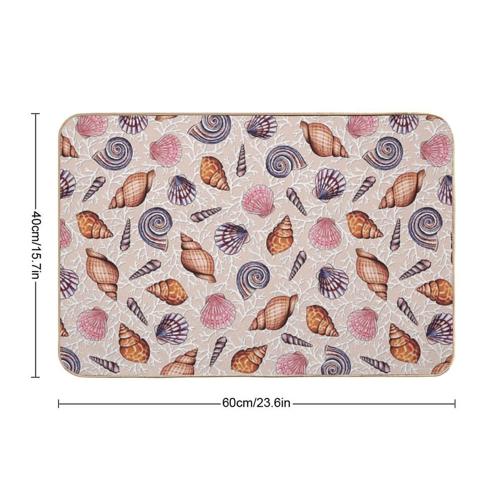 Pale Pink Seashells & Coral Durable Bath Mat