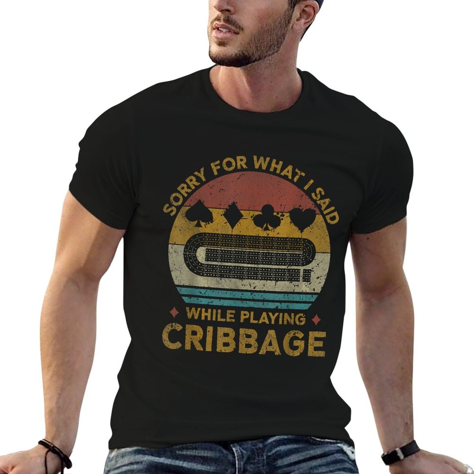 Sorry For What I Said Funny Vintage Cribbage Board Game  Vintage-inspired T-Shirt