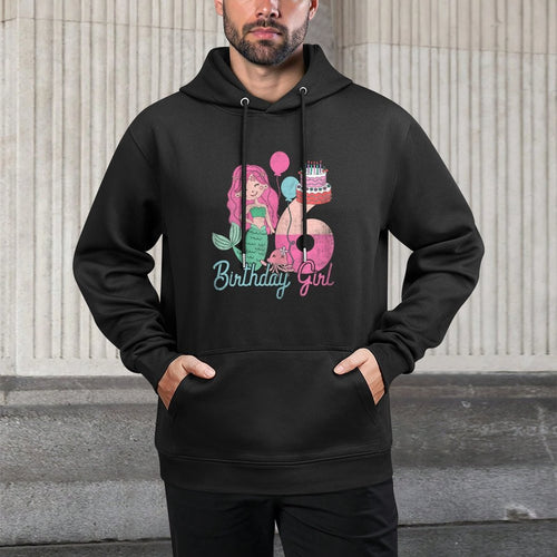 6 Years Old Birthday Girl Gifts Mermaid 6th Birthday Shape Retention Hoodie
