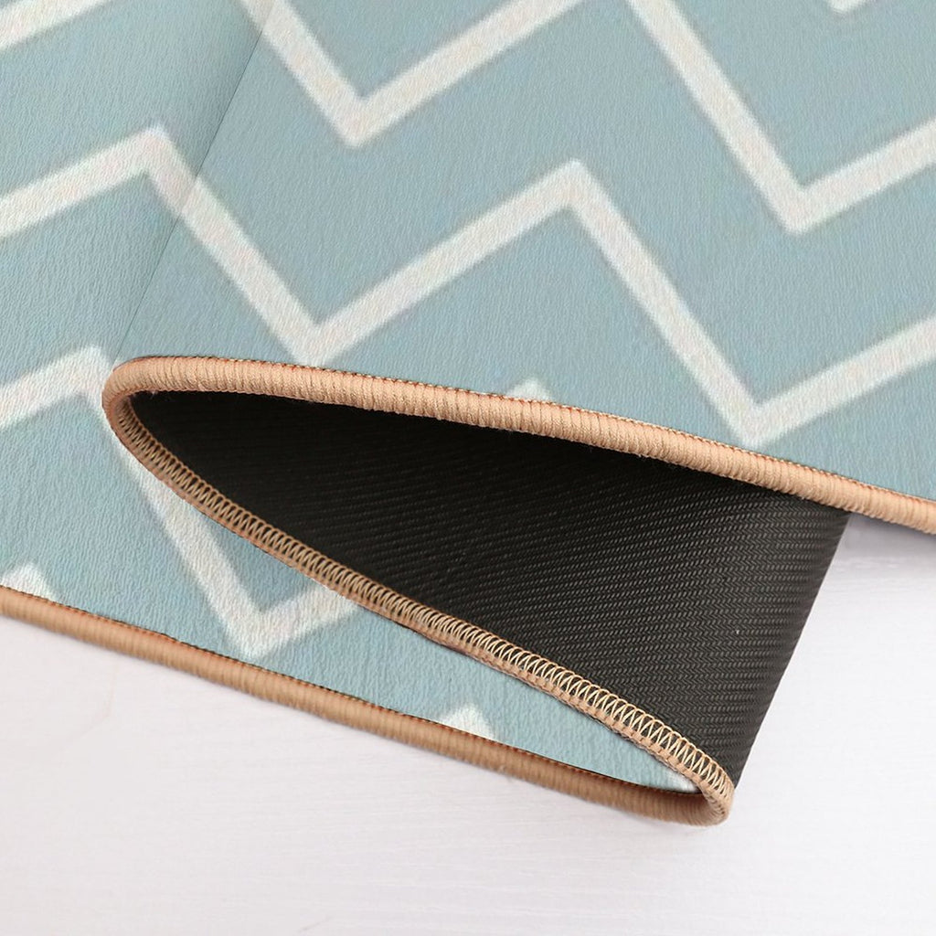 A Beautiful Geometric Aqua  Cream-pattern Durable Bath Mat