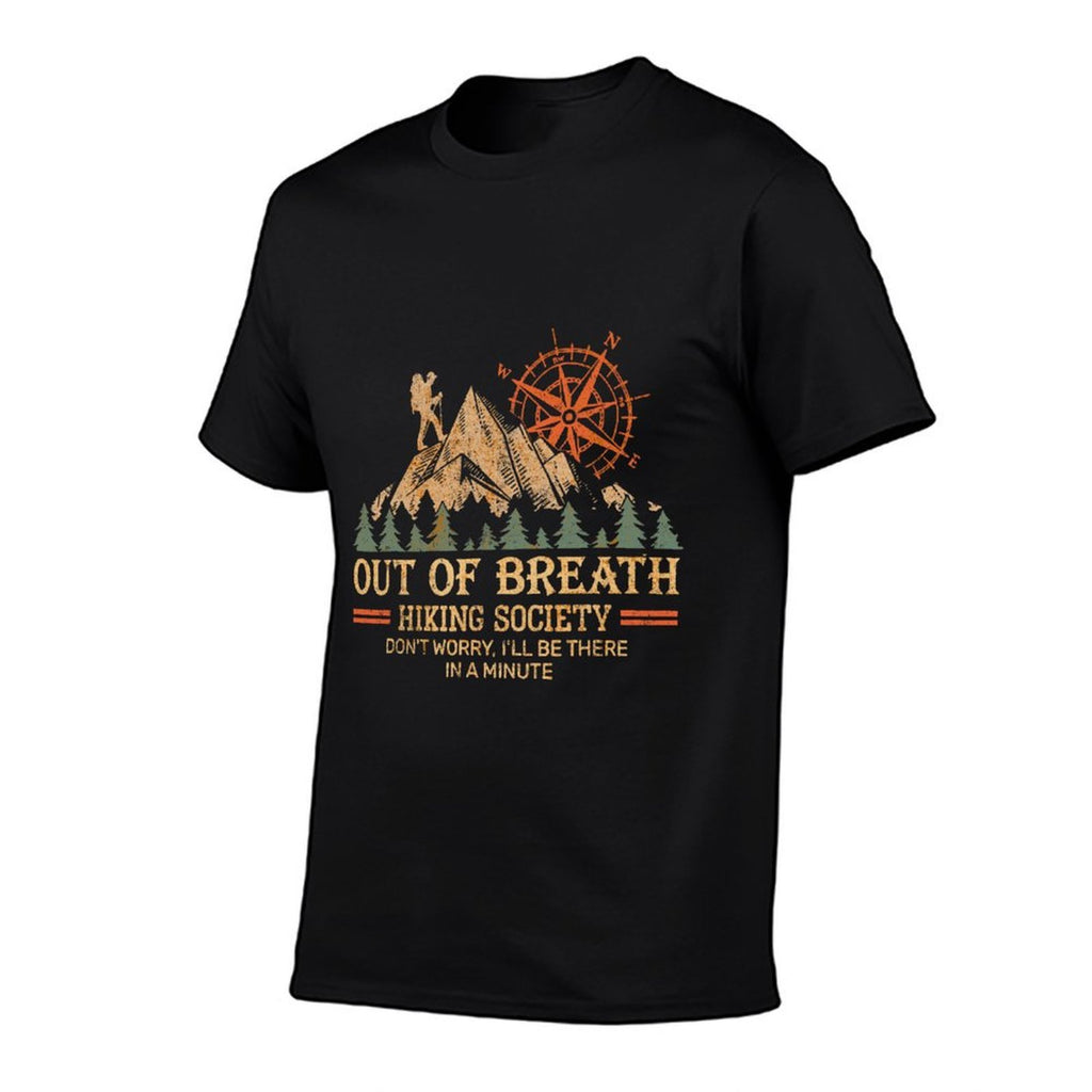 Out of Breath Hiking Society For Men Women Hiker Nature Love  Summer-ready Fabric T-Shirt