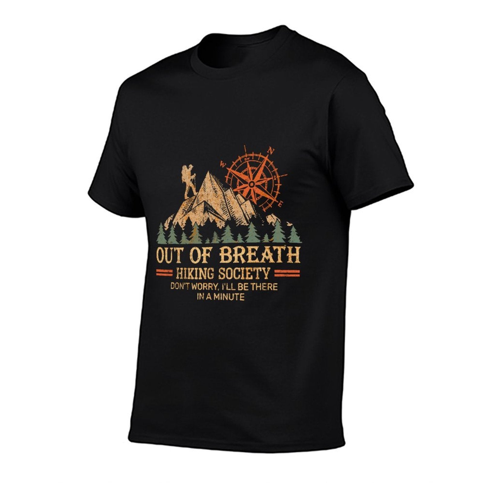 Out of Breath Hiking Society For Men Women Hiker Nature Love  Summer-ready Fabric T-Shirt