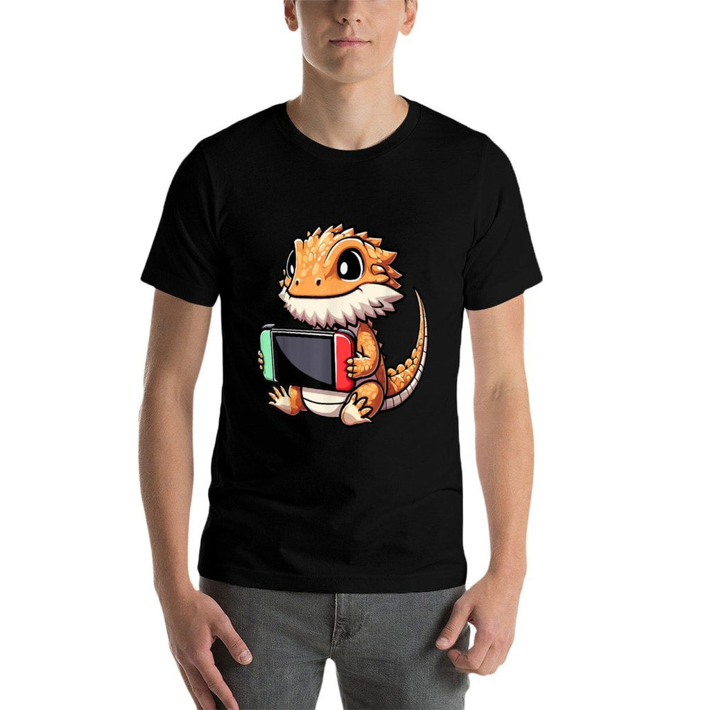 Cute Bearded Dragon Gamer - Funny Video Game Lizard  Summer-ready Fabric T-Shirt