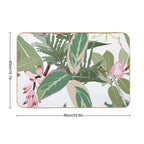 Seamless Floral Pattern with Tropical Pink Flowers with Exotic Leaves.  Stain-Proof Bath Mat