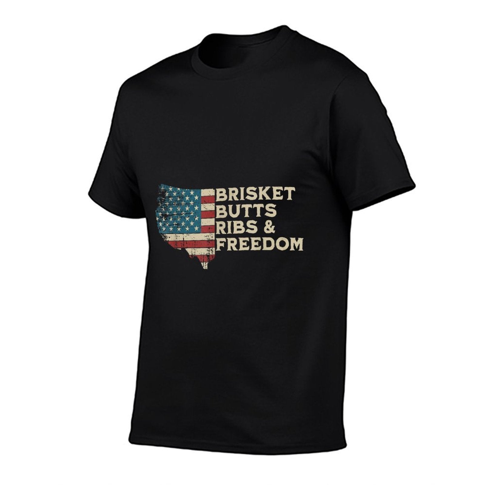Brisket Butts Ribs And Freedom Vintage American BBQ Lovers  Rolled Sleeves T-Shirt