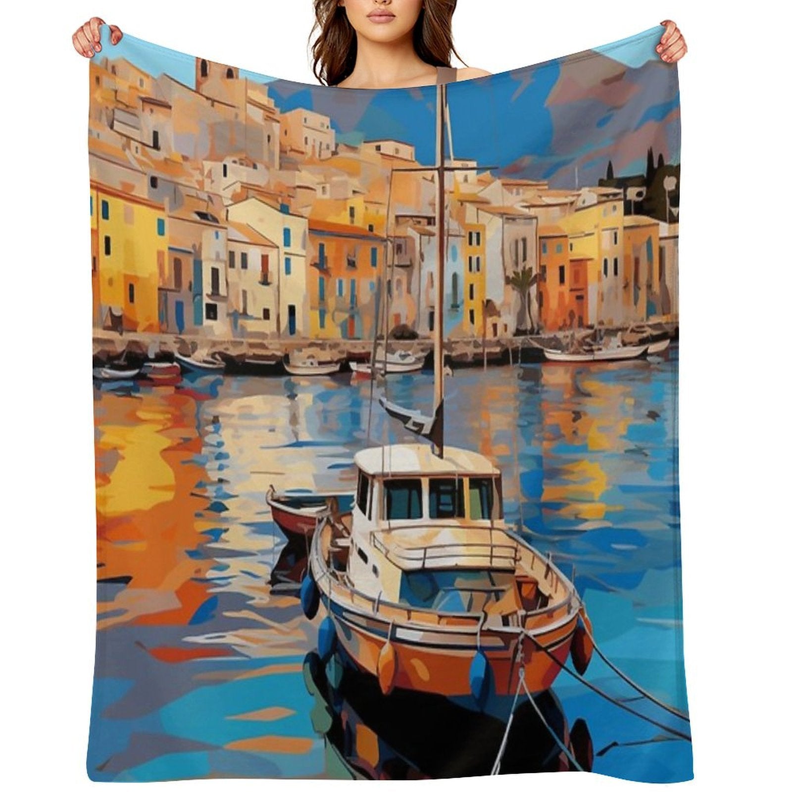 A Pop Art Travel Print of Palermo - Sicily - Italy Machine-washable Throw Blanket