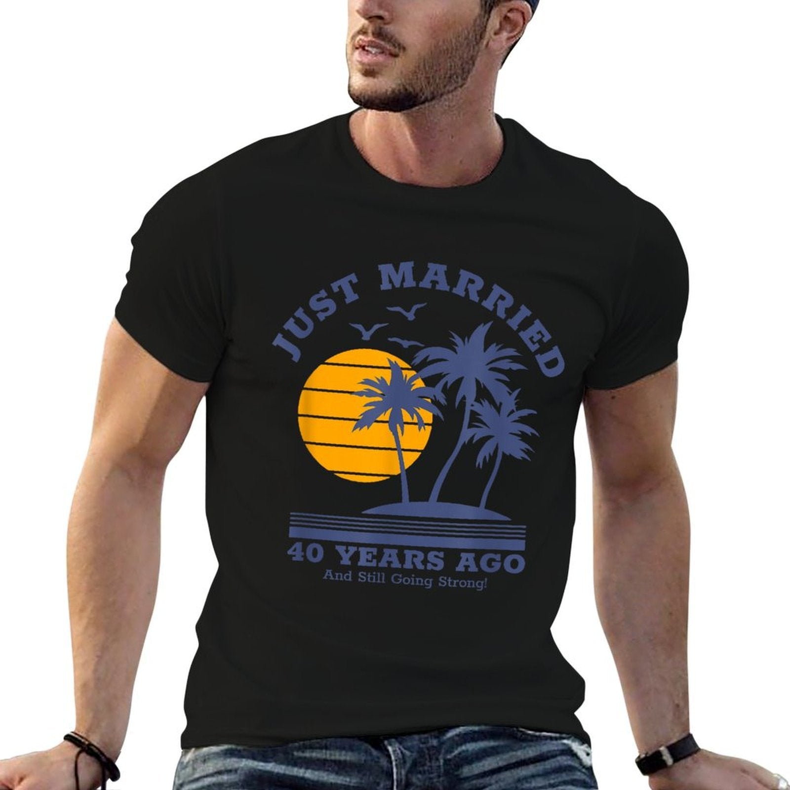 40 Years Marriage Celebration - Romantic Anniversary Design  Relaxed-fit T-Shirt