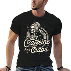 Mom Life Coffee Lover Motherhood Fueled By Caffeine  Chaos  Oversized Silhouette T-Shirt